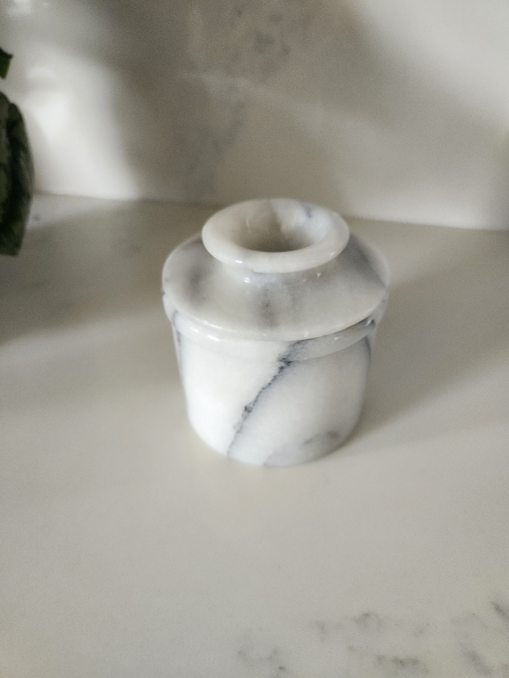 White Marble French Butter Crock/bell